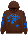 Sp5der Brown Blue Star Logo Hoodie