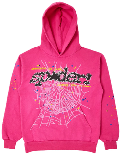 Sp5der Hot Pink Black Web Hoodie