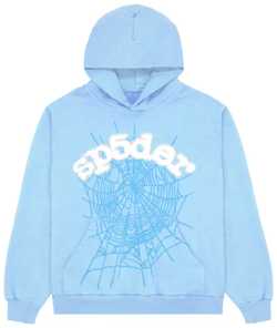 Sp5der Light Blue Web Hoodie