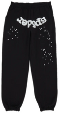 Sp5der Black White Logo Paint-Splatter Sweatpants