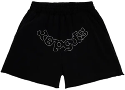 Sp5der Black Tonal Logo Shorts