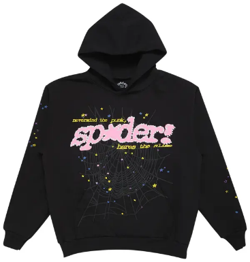 Sp5der Black Pink Web Hoodie