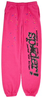 Sp5der Hot Pink Black Vertical Logo Sweatpants