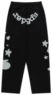 Sp5der Black Grey Star Logo Sweatpants