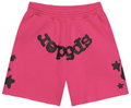 Sp5der Hot Pink Black Star Logo Shorts