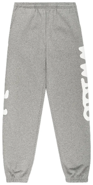 Sp5der Heather Grey White Side Logo Sweatpants