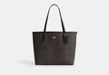 Coach City Tote Bag in Signature Canvas in Gold/Walnut/Black