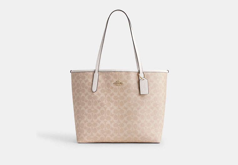Coach City Tote Bag in Signature Canvas - Gold/Sand/Chalk