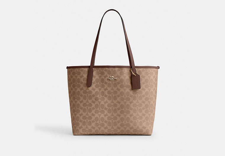 Coach City Tote Bag in Signature Canvas - Gold/Tan/Brown