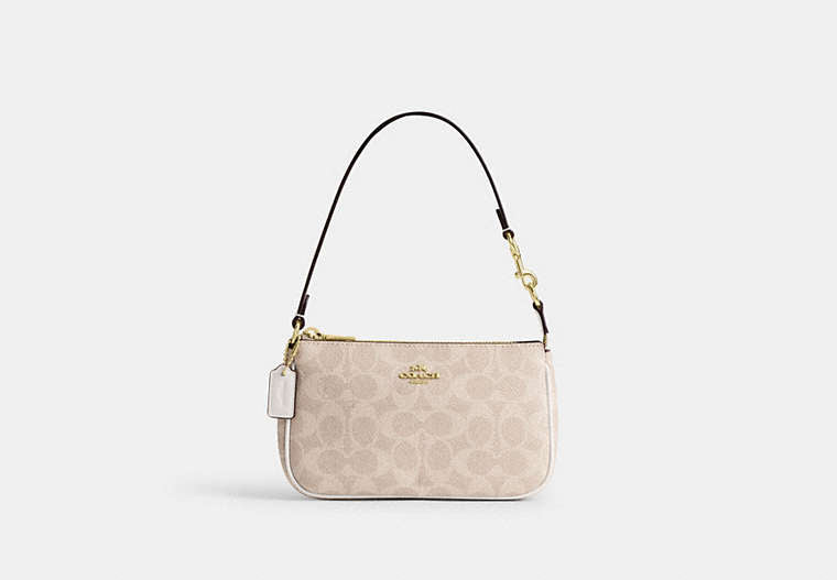 Coach Nolita 19 in Signature Canvas in Gold/Sand/Chalk