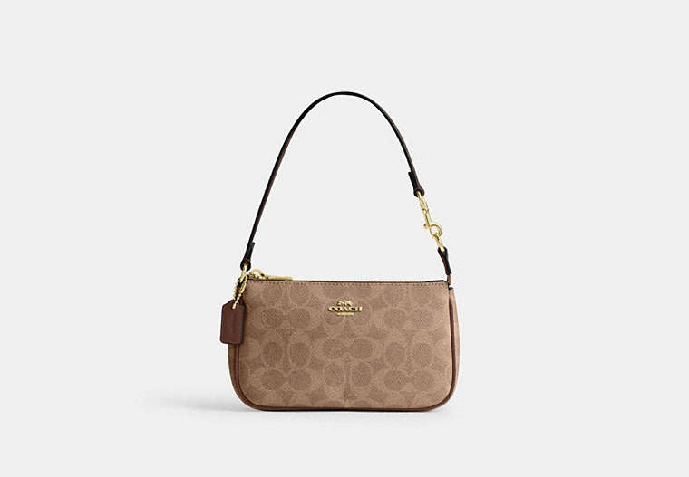 Coach Nolita 19 in Signature Canvas in Gold/Tan/Brown