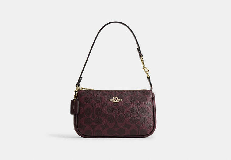 Coach Nolita 19 in Signature Canvas in Gold/Black Currant