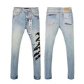 Purple Brand Light Wash Black Graphic Jeans