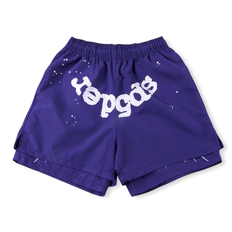 Sp5der Purple White Logo Web Shorts