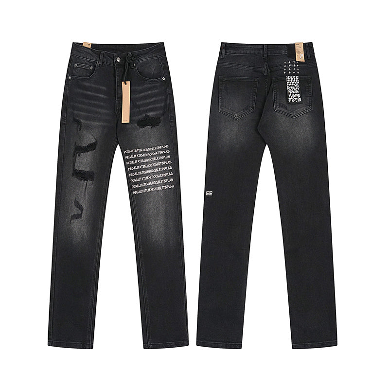 Ksubi Black Distressed Text Jeans