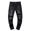 Amiri Rhinestone Side-Logo Dark-Grey Jeans