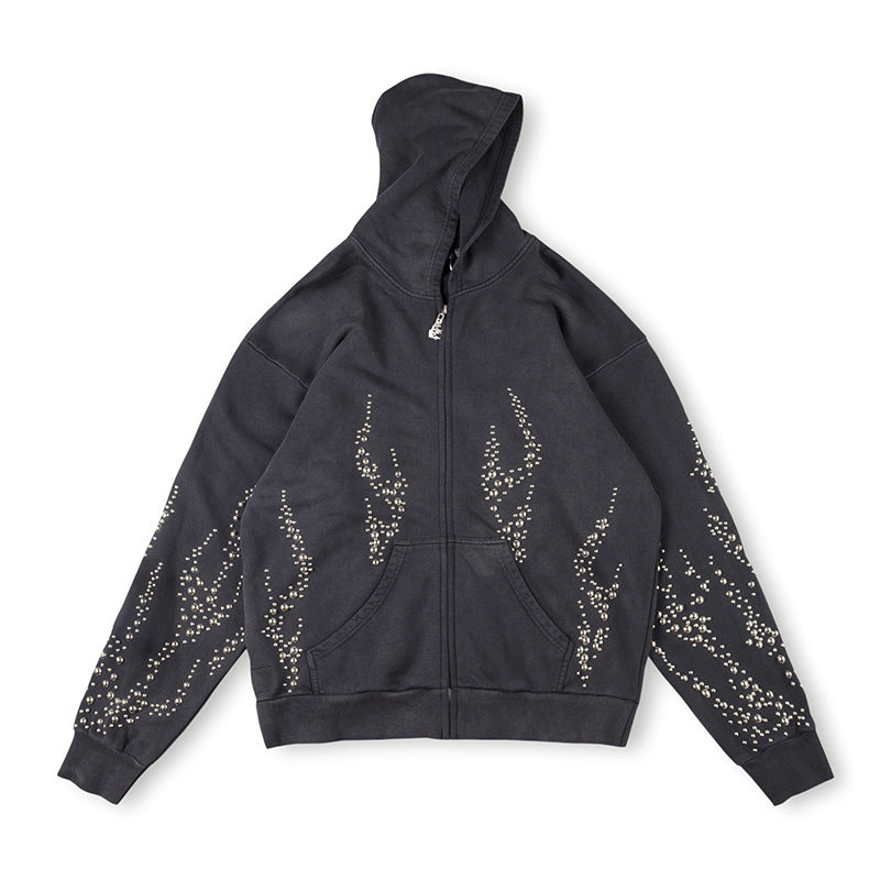 Hellstar Black Crystal Flame Graphic Hoodie