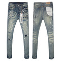 Purple Brand Light Wash Whisker Skinny Jeans