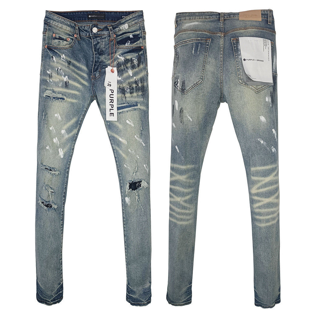 Purple Brand Light Wash Whisker Skinny Jeans
