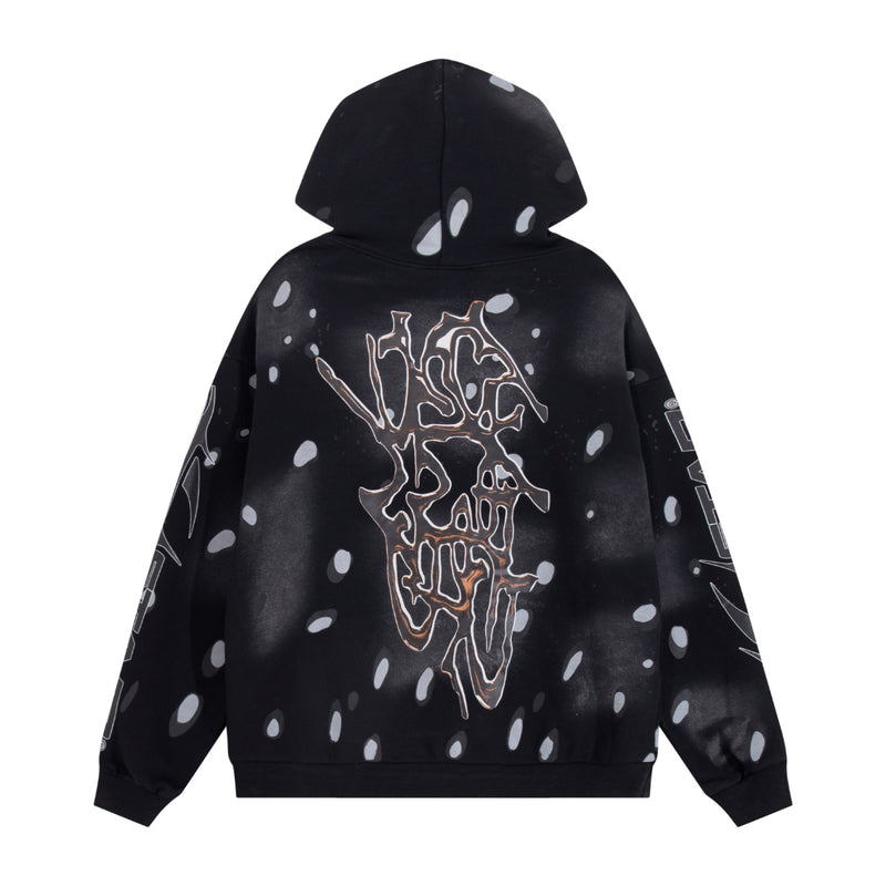 Hellstar Black Grey Crystal Graphic Hoodie