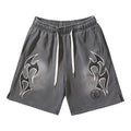 Hellstar Grey Black Flame Logo Shorts