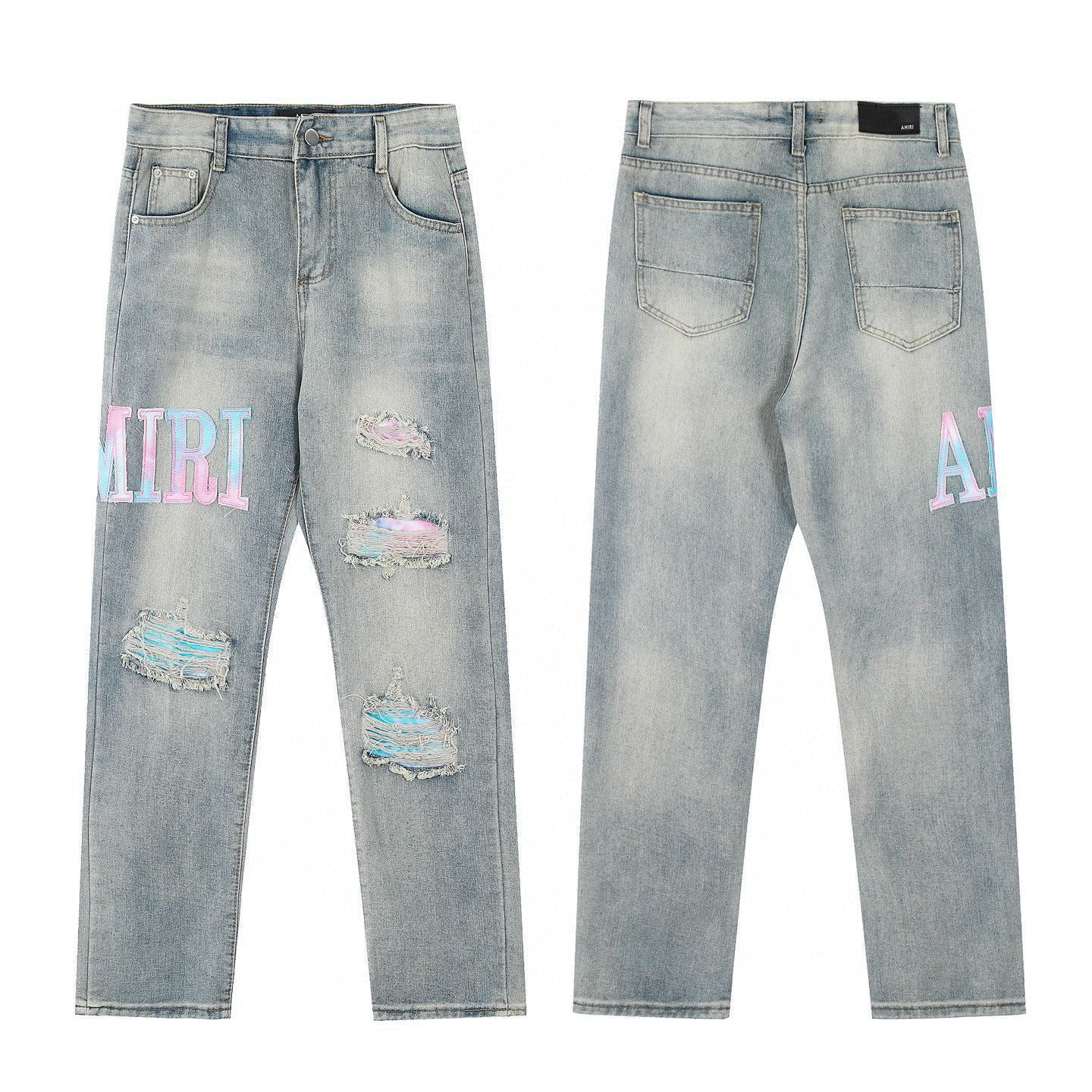 Amiri Light Wash Pastel Logo Jeans