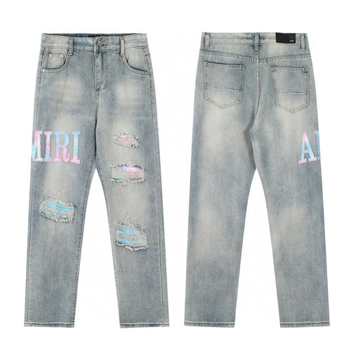 Amiri Light Wash Pastel Logo Jeans