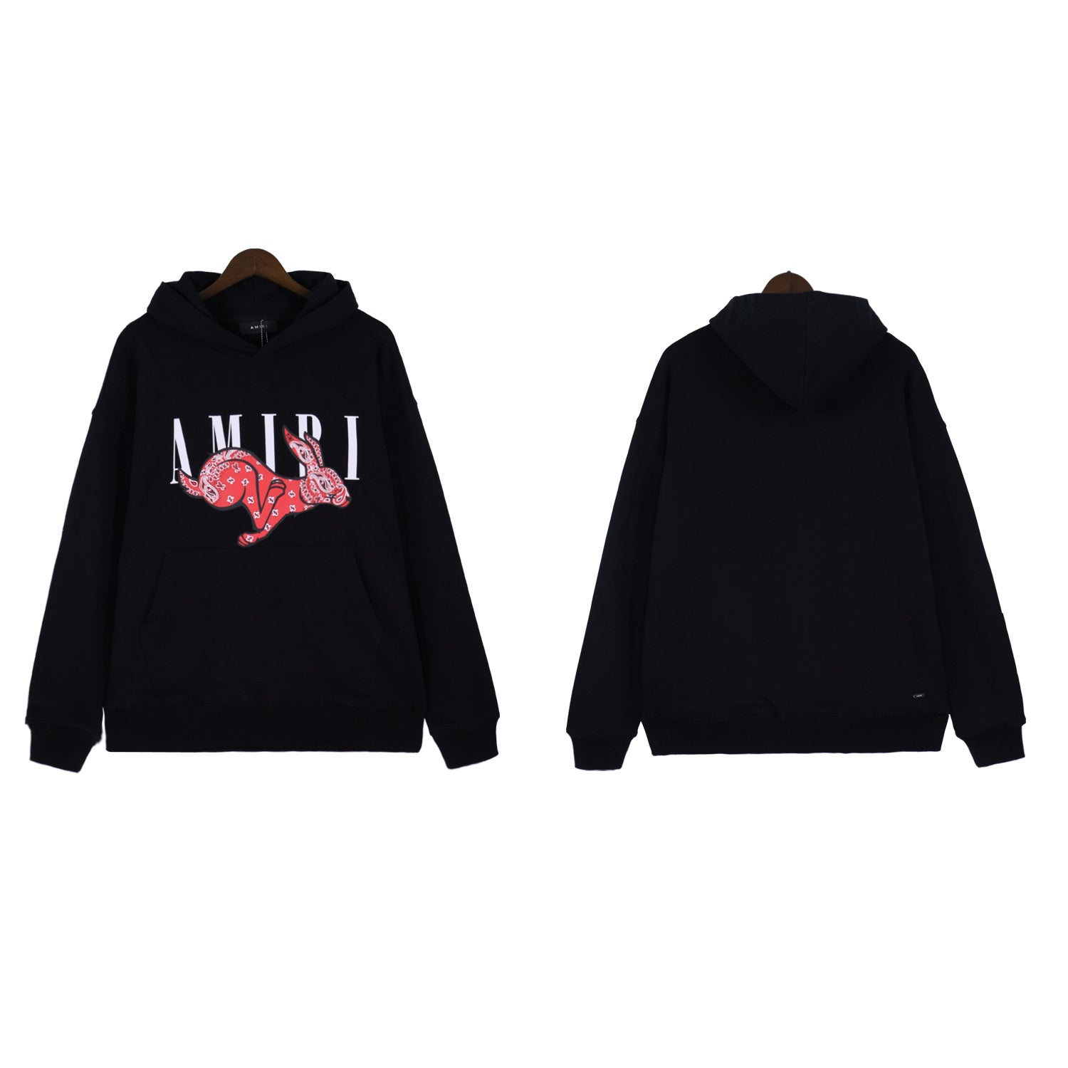 Amiri Black Front and Back Graphic Hoodie