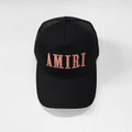 Amiri Black Peach Logo Trucker Hat
