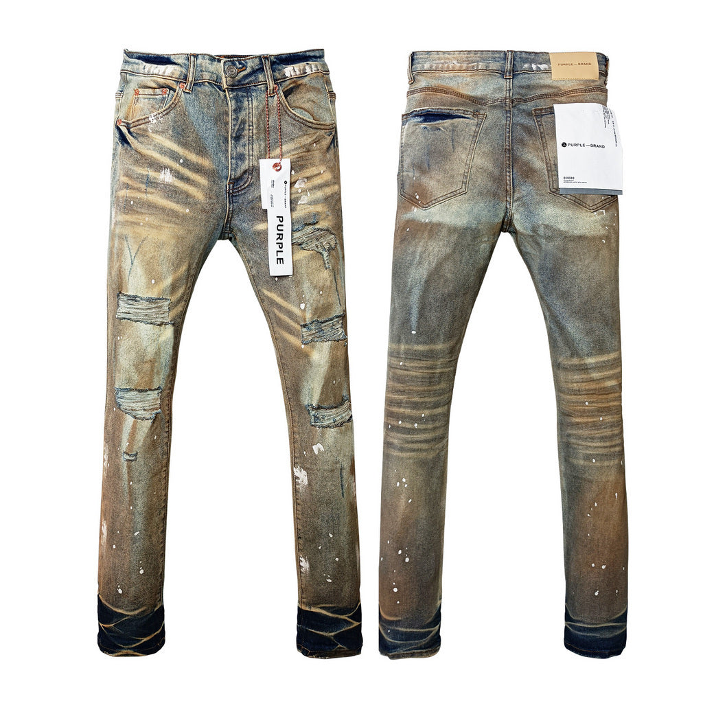 Purple Brand Brown Wash Distressed Skinny Jeans