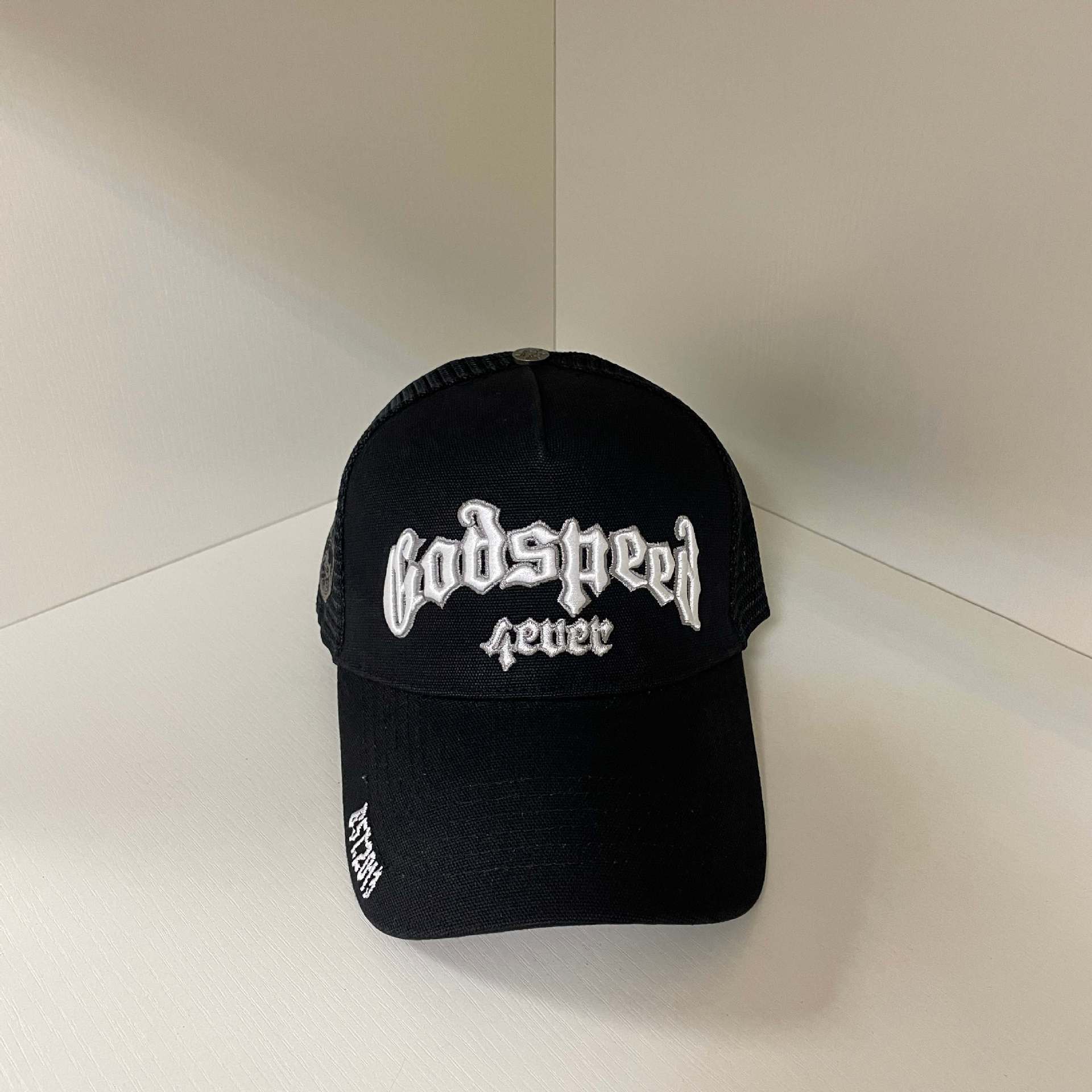 Godspeed Black White Script Trucker Hat
