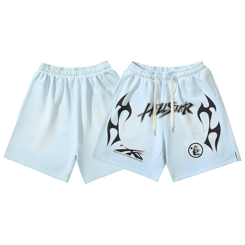 Hellstar Light Blue Flame Logo Shorts