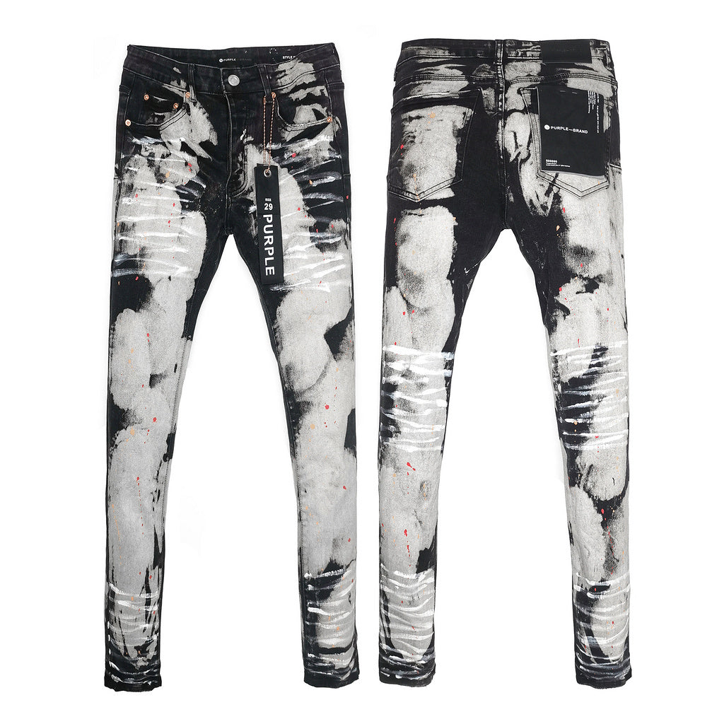 Purple Brand Black and White Paint Jeans
