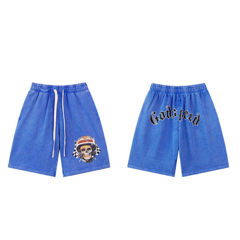 Godspeed Racing Skull Graphic Shorts - Royal Blue