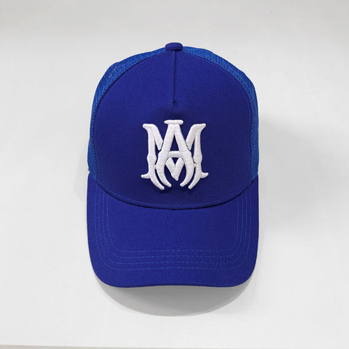 Amiri Blue Monogram Trucker Hat