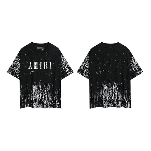 Amiri Black Front and Back Speckled T-Shirt