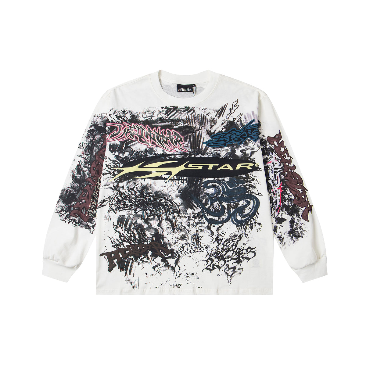 Hellstar White Black Collage Long Sleeve Shirt