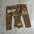 Valley Patchwork Logo Jeans - Brown