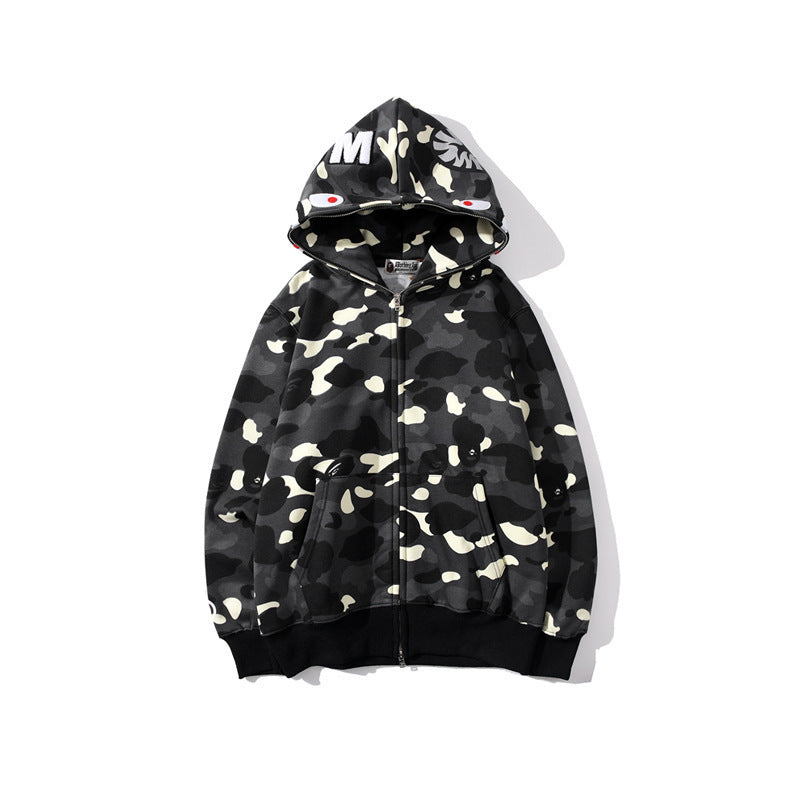 Bape Camo Full-Zip Hoodie - Black and Grey