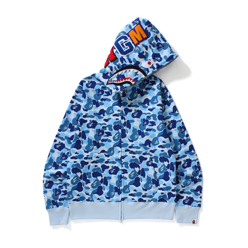 Bape Shark Full-Zip Hoodie - Light Blue Camo