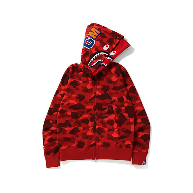 Bape Shark Full-Zip Hoodie - Red Camo