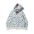 Bape Shark Full-Zip Hoodie - White and Grey Camo