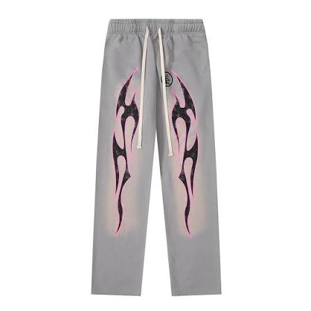 Hellstar Future Flame Sweatpants Grey & Pink