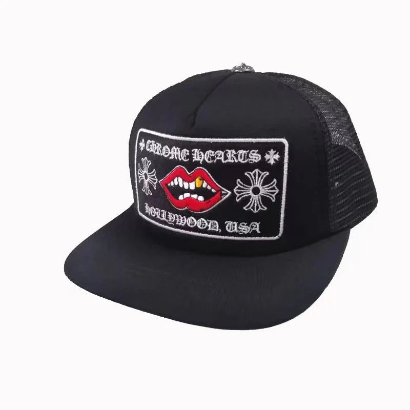 Chrome Hearts Black Patch Trucker Hat