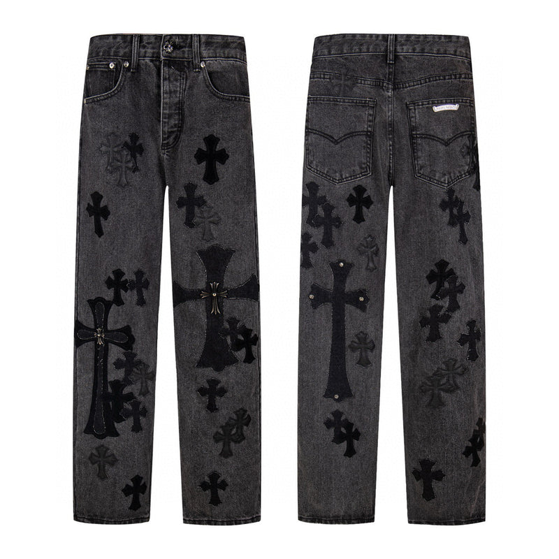 Chrome Hearts Washed Black Cross Jeans