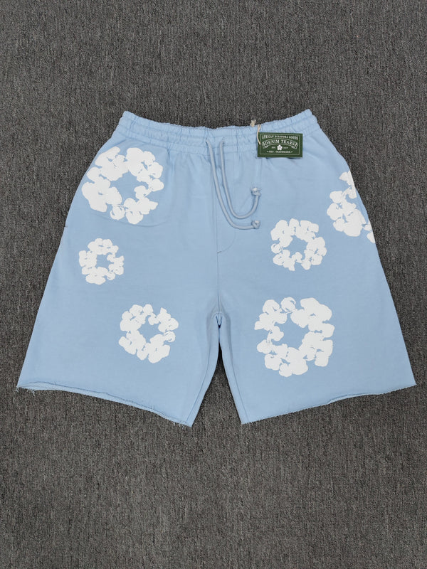 Denim Tears Cotton Wreath Shorts - Light Blue