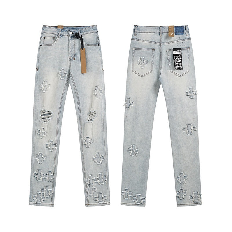 Ksubi 4x4 Cross-Patch Light-Wash Jeans