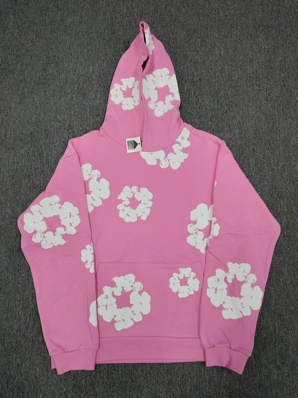 Denim Tears Cotton Wreath Hoodie - Pink and White