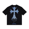 Chrome Hearts Black Blue Crystal Cross T-Shirt