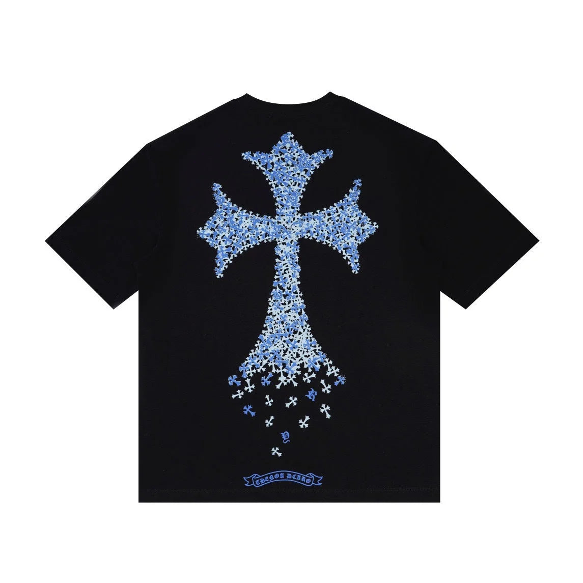 Chrome Hearts Black Blue Crystal Cross T-Shirt